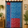Blue Vintage Kantha Curtain – Handmade Cotton Patchwork Boho Indian Window Door Curtain – 1 Pc - Image 3