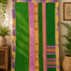 Green Vintage Kantha Curtain – Handmade Cotton Patchwork Boho Indian Window Door Curtain – 1 Pc - Image 4