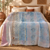 Powder Blue & Pink Vintage Kantha Quilt 60 x 90 Inches – Handmade Cotton Bedspread – One of a Kind - Image 2