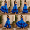 Royal Blue & Purple Maxi Dress – Strapless Smocked Tiered High Low Boho Summer Dress - Image 6
