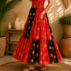 Red Black & Gold Maxi Dress – Strapless Smocked Tiered Boho Polka Dot Summer Dress - Image 5
