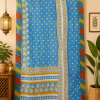 Blue Vintage Kantha Curtain – Handmade Cotton Patchwork Boho Indian Window Door Curtain – 1 Pc - Image 2