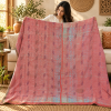 Vintage Kantha Quilt Coral Pink Cotton Throw – Handmade Indian Bedspread 60 x 90 Inches - Image 3