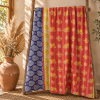 Vintage Handmade Kantha Quilt – Royal Blue & Cream Floral Recycled Cotton Bedspread, Indian Boho Sofa Throw - Image 5
