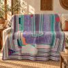 Vintage Kantha Quilt 60x90 Inches – Purple Teal Hand Stitched Cotton Patchwork Bedspread