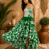 Green & White Floral Maxi Dress – Strapless Smocked Tiered Boho Summer Dress - Image 6