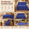 Royal Blue Vintage Kantha Quilt 60 x 90 Inches – Handmade Cotton Bedspread Throw – One of a Kind - Image 4
