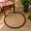 Handmade Round Jute Rug – Assorted Printed & Braided Boho Area Rug – Natural Indian Floor Mat - Image 3