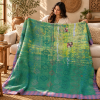 Emerald Green Vintage Kantha Quilt 60 x 90 Inches – Handmade Cotton Bedspread Throw – One of a Kind - Image 3