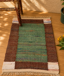 Alternative view of Handmade Cotton Chindi Rag Rug – Assorted Boho Woven & Tufted Floor Mat – Multicolor Recycled Fabric Rug