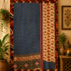 Blue Vintage Kantha Curtain – Handmade Cotton Patchwork Boho Indian Window Door Curtain – 1 Pc - Image 3