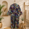 Purple Multicolor Floral Paisley Long Kimono Robe – Boho Printed Maxi Kimono Jacket for Women - Image 5