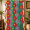 Green Vintage Kantha Curtain – Handmade Cotton Patchwork Boho Indian Window Door Curtain – 1 Pc - Image 2