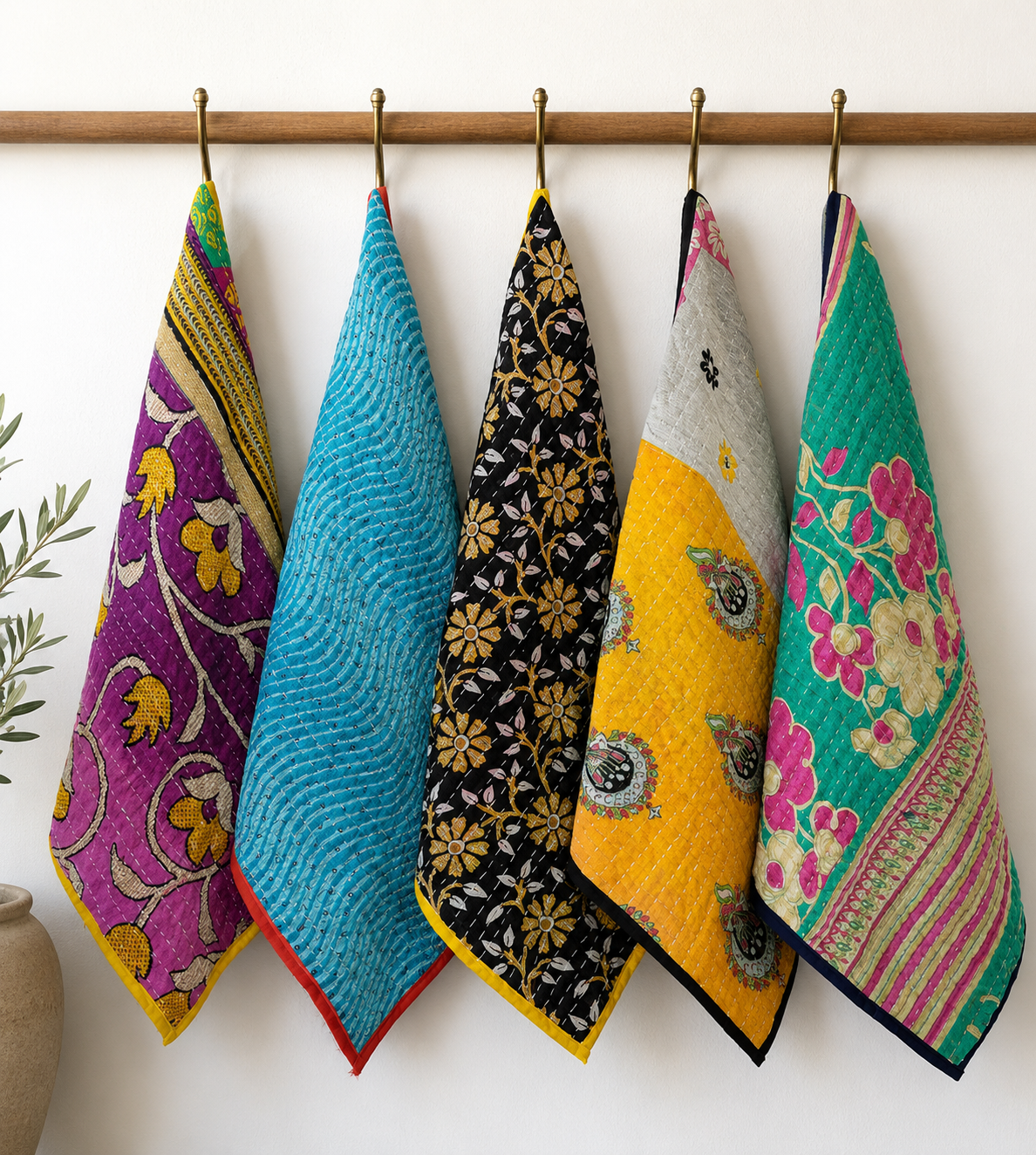 20 Pcs Vintage Kantha Cotton Napkins 16×16 Inches – Handmade Patchwork Cloth Dinner Napkins – Multicolor Assorted Set