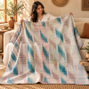 Aqua Blue & Blush Pink Vintage Kantha Quilt 60 x 90 Inches – Handmade Cotton Bedspread – One of a Kind - Image 3