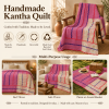 Vintage Kantha Quilt Handmade Recycled Cotton Bedspread, Indian Patchwork Throw Blanket, Boho Sofa & Picnic Quilt 50x80 Inch - Image 4