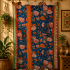 Blue Vintage Kantha Curtain – Handmade Cotton Patchwork Boho Indian Window Door Curtain – 1 Pc - Image 4