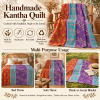 Vintage Handmade Kantha Quilt – Purple Turquoise Orange Recycled Sari Cotton Bedspread, Boho Indian Throw - Image 4