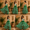 Green & White Floral Maxi Dress – Strapless Smocked Tiered Boho Summer Dress - Image 7