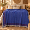 Royal Blue Vintage Kantha Quilt 60 x 90 Inches – Handmade Cotton Bedspread Throw – One of a Kind - Image 2