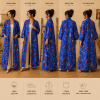 Royal Blue Floral Bird Print Cotton Long Kimono Robe for Women – Boho Maxi Kimono, Free Size with Pockets - Image 5