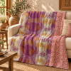 Vintage Purple Kantha Quilt – Handmade Recycled Sari Indian Bedspread, Reversible Boho Throw Blanket