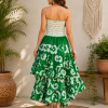 Green & White Floral Maxi Dress – Strapless Smocked Tiered Boho Summer Dress - Image 2