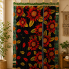 Black Vintage Kantha Curtain – Handmade Cotton Patchwork Boho Indian Window Door Curtain – 1 Pc - Image 5