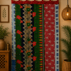 Green Vintage Kantha Curtain – Handmade Cotton Patchwork Boho Indian Window Door Curtain – 1 Pc - Image 3
