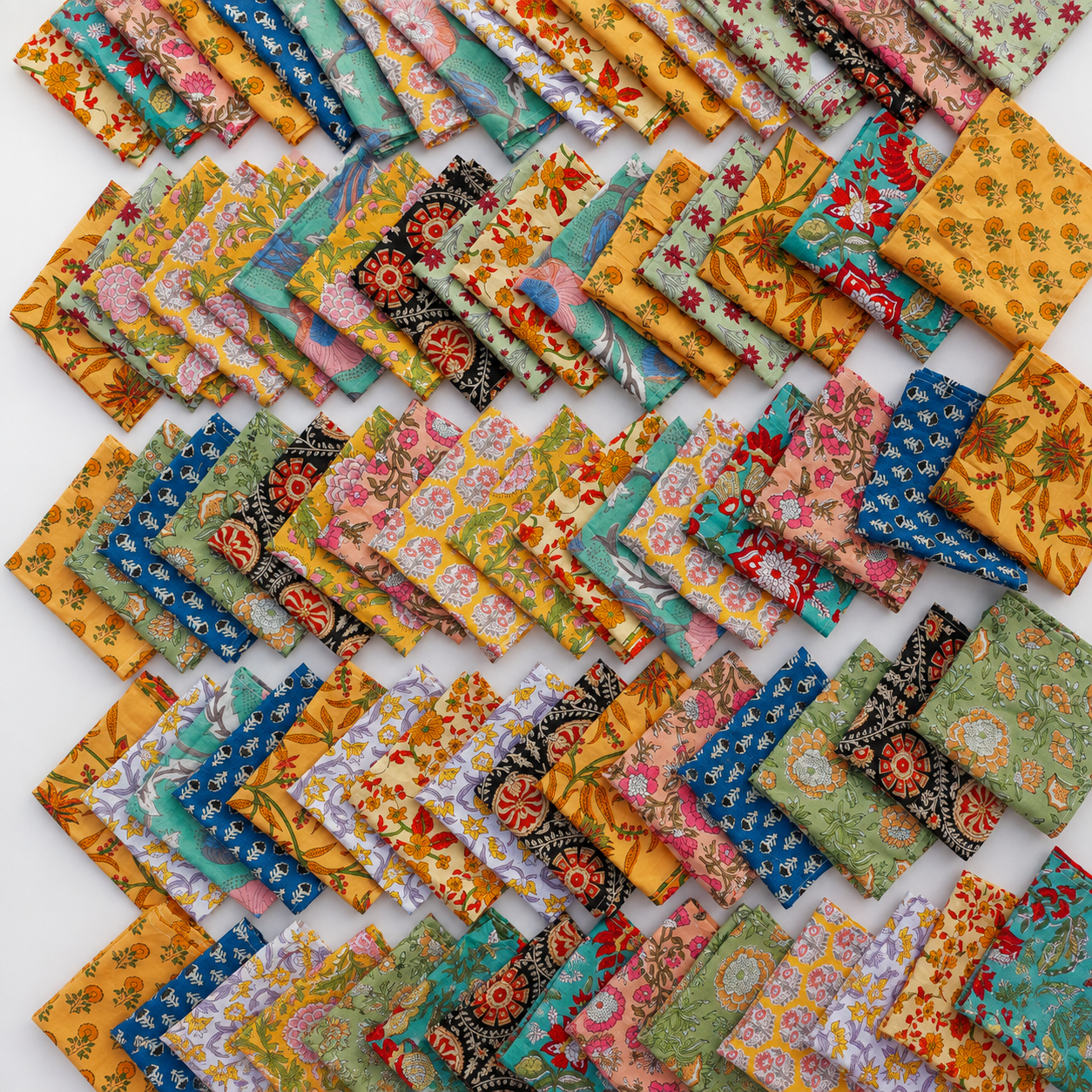 20 Pcs Cotton Napkins 16x16 Inches – Floral Block Print Cloth Dinner Napkins – Multicolor Assorted Table Napkin Set