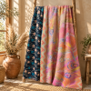 Vintage Handmade Kantha Quilt – Royal Blue & Purple Recycled Sari Throw | Reversible Indian Boho Bedspread - Image 5