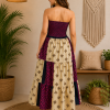 Pink Navy Blue & Cream Patchwork Maxi Dress – Strapless Smocked Tiered Boho Summer Dress - Image 2