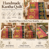 Vintage Red Navy Kantha Quilt – Hand Stitched Floral Cotton Throw 60 x 90 Inches - Image 4