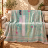 Aqua Mint Green Vintage Kantha Quilt 60 x 90 Inches – Handmade Cotton Patchwork Bedspread – One of a Kind