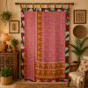 Pink Vintage Kantha Curtain – Handmade Cotton Patchwork Boho Indian Window Door Curtain – 1 Pc - Image 2