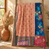 Vintage Blue Kantha Quilt – Handmade Floral Recycled Sari Bedspread, Reversible Indian Boho Throw Blanket - Image 5
