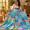 Assorted Blue Patchwork Kantha Quilt 60x90 – Handmade Cotton Bedspread - Image 3