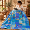 Assorted Blue Patchwork Kantha Quilt 60x90 – Handmade Cotton Bedspread - Image 3