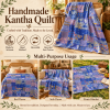 Assorted Blue Patchwork Kantha Quilt 60x90 – Handmade Cotton Bedspread - Image 4