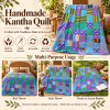 Assorted Blue Green Patchwork Kantha Quilt 60x90 – Handmade Cotton Boho Throw - Image 4