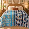 Blue Floral Kantha Quilt 60x90 – Handmade Cotton Bedspread - Image 2