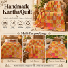 Assorted Yellow Patchwork Kantha Quilt – Handmade Cotton Bedspread 60 × 90 Inches - Image 4