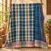 Teal Green Pink Geometric Vintage Kantha Quilt – Hand Stitched Cotton Bedspread Throw 60x90 Inch - Image 5