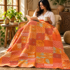 Assorted Orange Patchwork Kantha Quilt 60x90 – Handmade Cotton Bedspread - Image 3