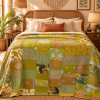 Assorted Green Yellow Patchwork Kantha Quilt 60x90 – Handmade Cotton Bedspread - Image 2