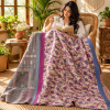 Cream Purple Floral Vintage Kantha Quilt – Hand Stitched Cotton Indian Bedspread Throw 60x90 Inch - Image 3