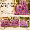 Assorted Pink & Purple Patchwork Kantha Quilt 60x90 – Handmade Cotton Bedspread - Image 4