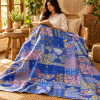 Assorted Blue Patchwork Kantha Quilt 60x90 – Handmade Cotton Bedspread - Image 3