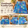 Assorted Blue Patchwork Kantha Quilt 60x90 – Handmade Cotton Bedspread - Image 4