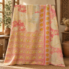 Navy Blue Yellow Floral Vintage Kantha Quilt – Handmade Cotton Bedspread Throw 60x90 Inch - Image 5
